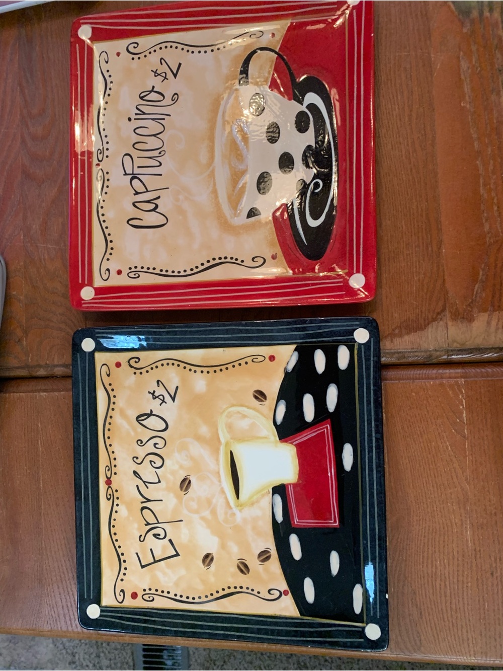Certified International Red and Black Espresso/Cappuccino Decorative Plates